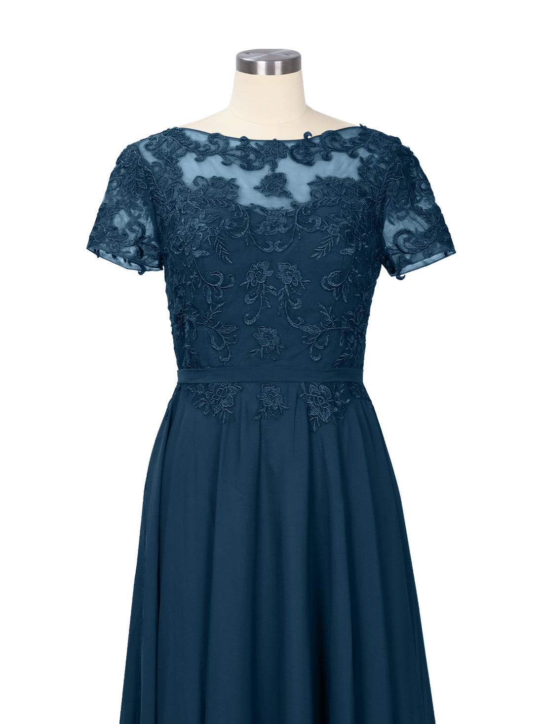 Illusion Applique Chiffon Dress 