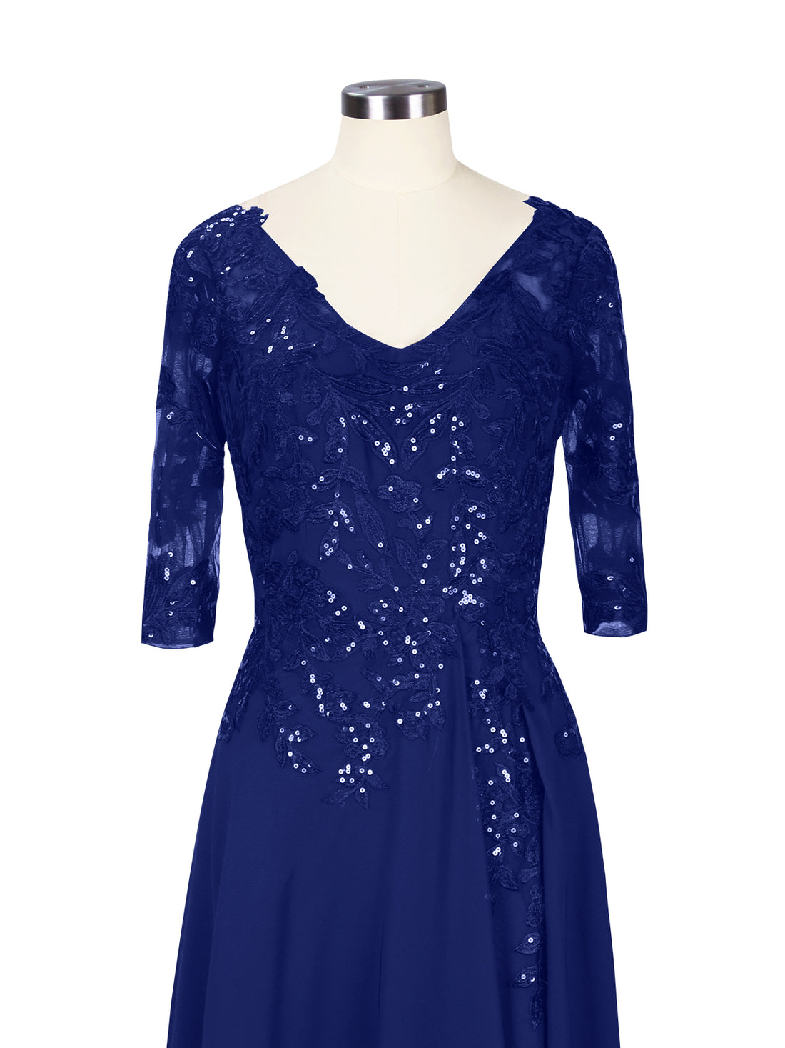 Applique V-Neck Chiffon Dress 