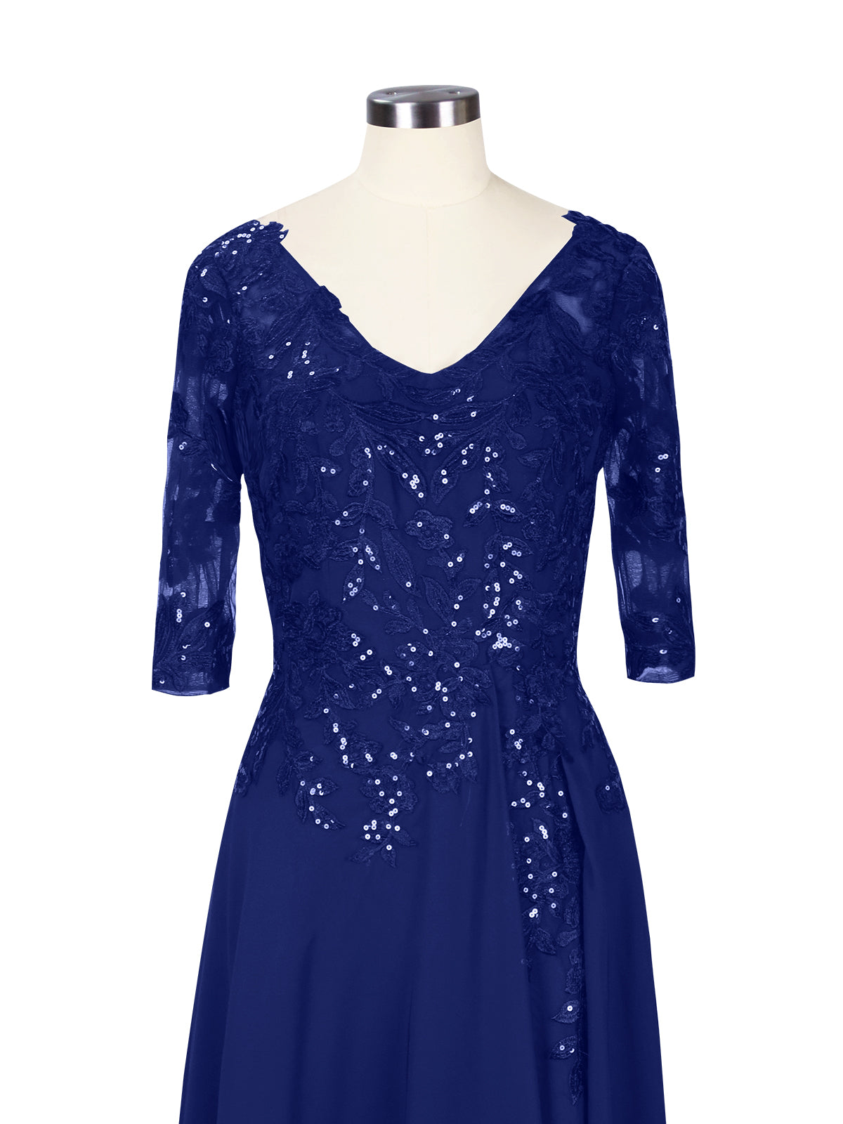 Applique V-Neck Chiffon Dress 