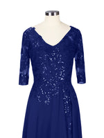 Applique V-Neck Chiffon Dress 