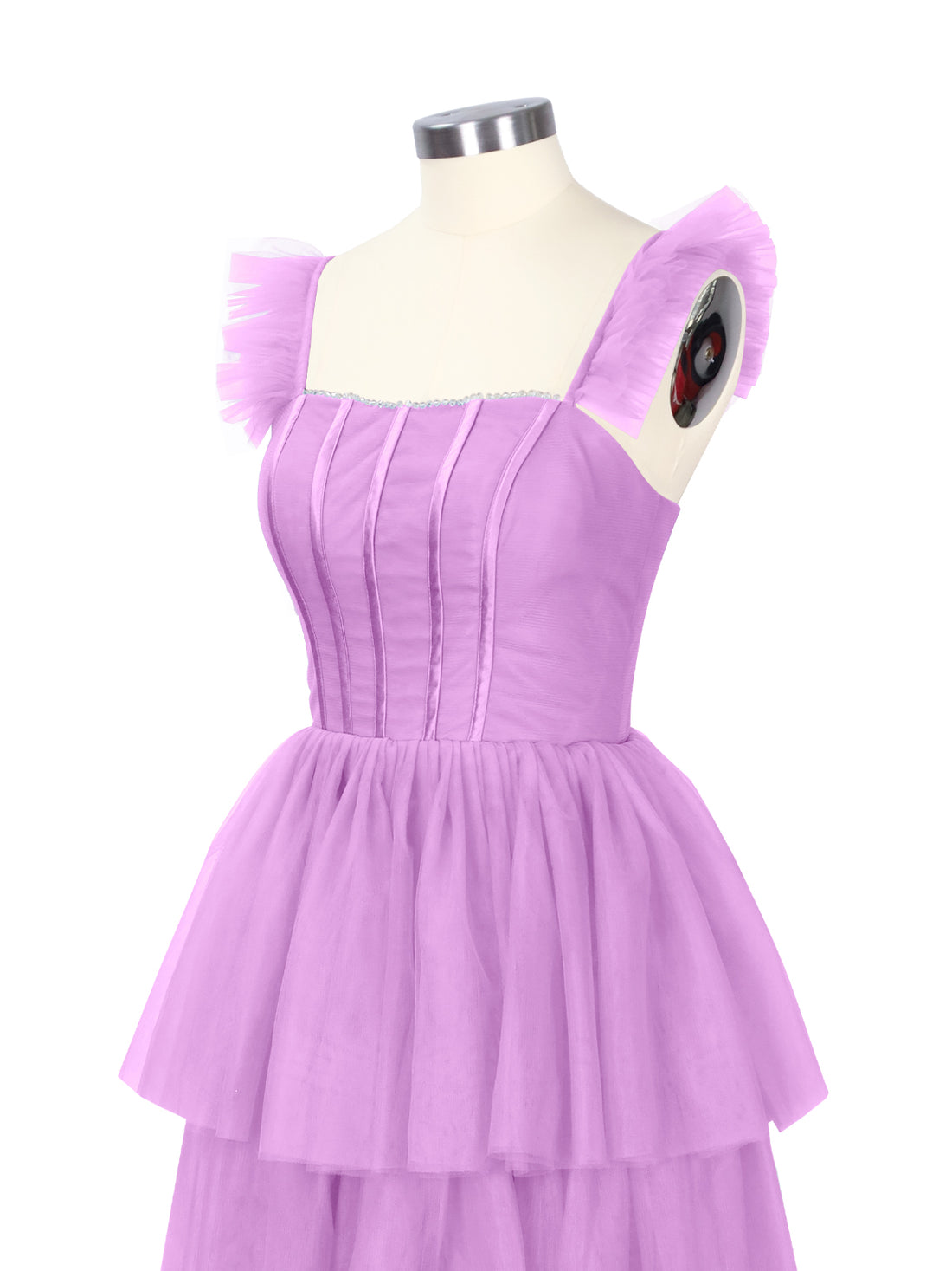 Ruffled Strap Tiered Tulle Bridesmaid Dress 