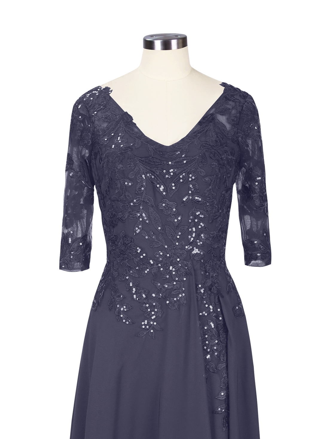 Applique V-Neck Chiffon Dress 