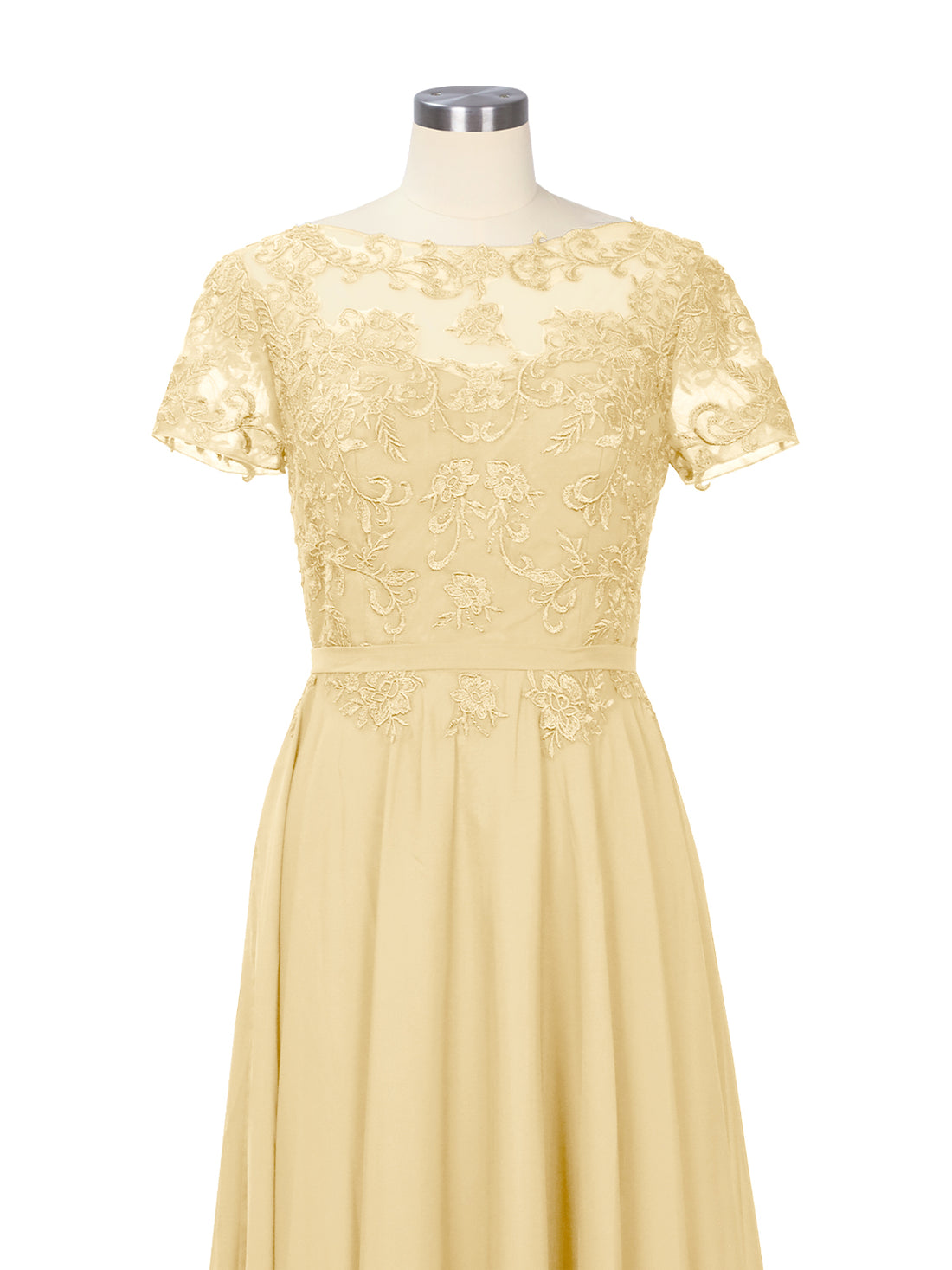 Illusion Applique Chiffon Dress 