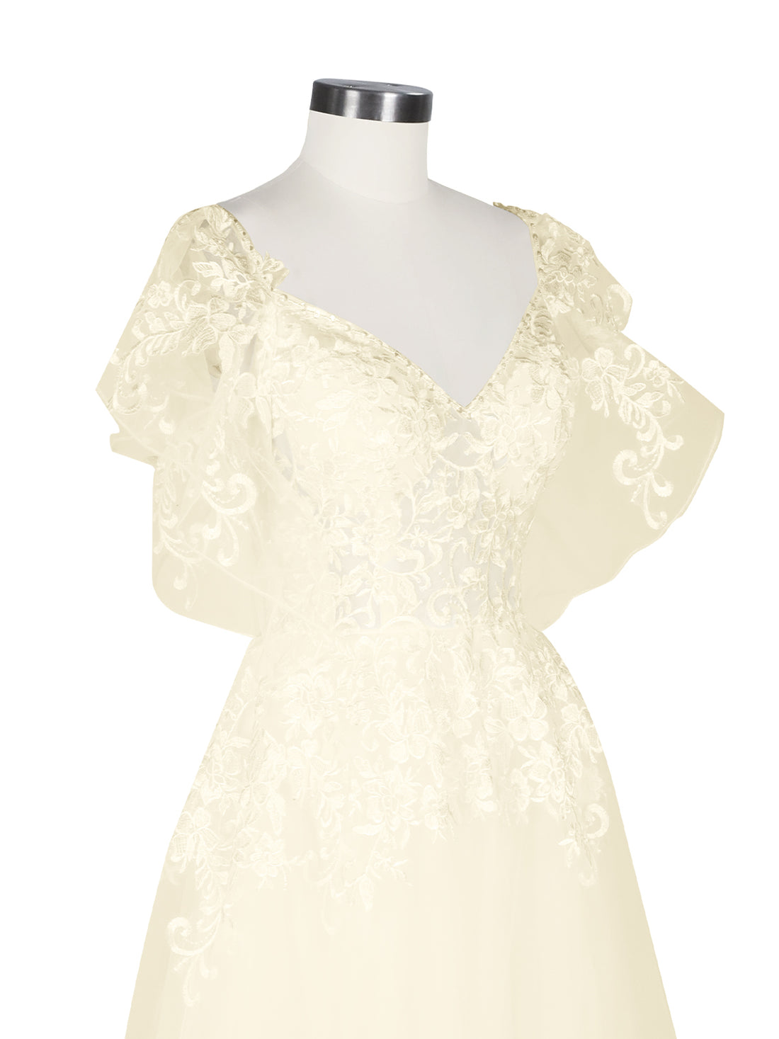 Illusion Tulle Applique Wedding Dress 