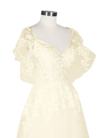 Illusion Tulle Applique Wedding Dress 