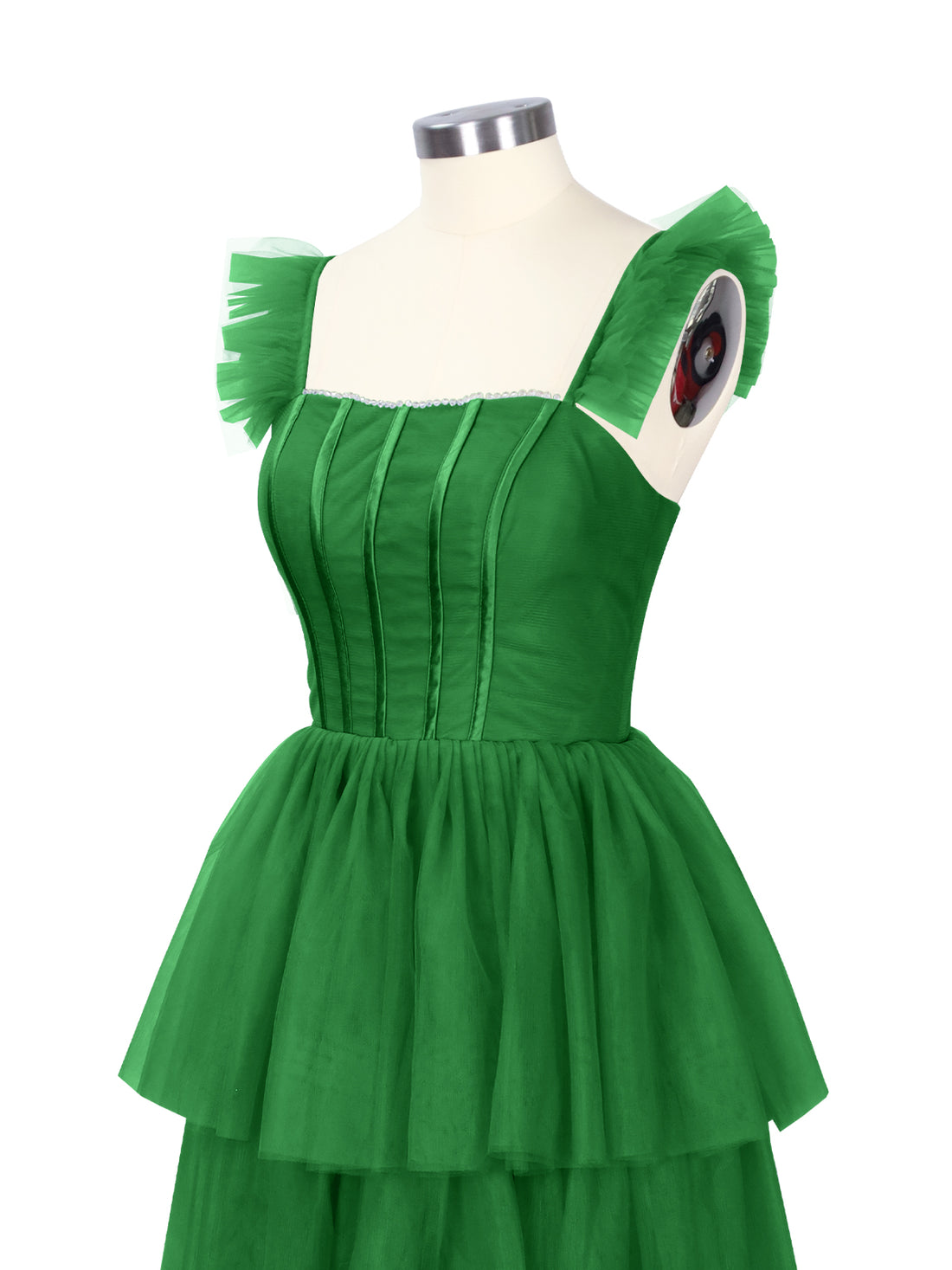 Ruffled Strap Tiered Tulle Bridesmaid Dress 