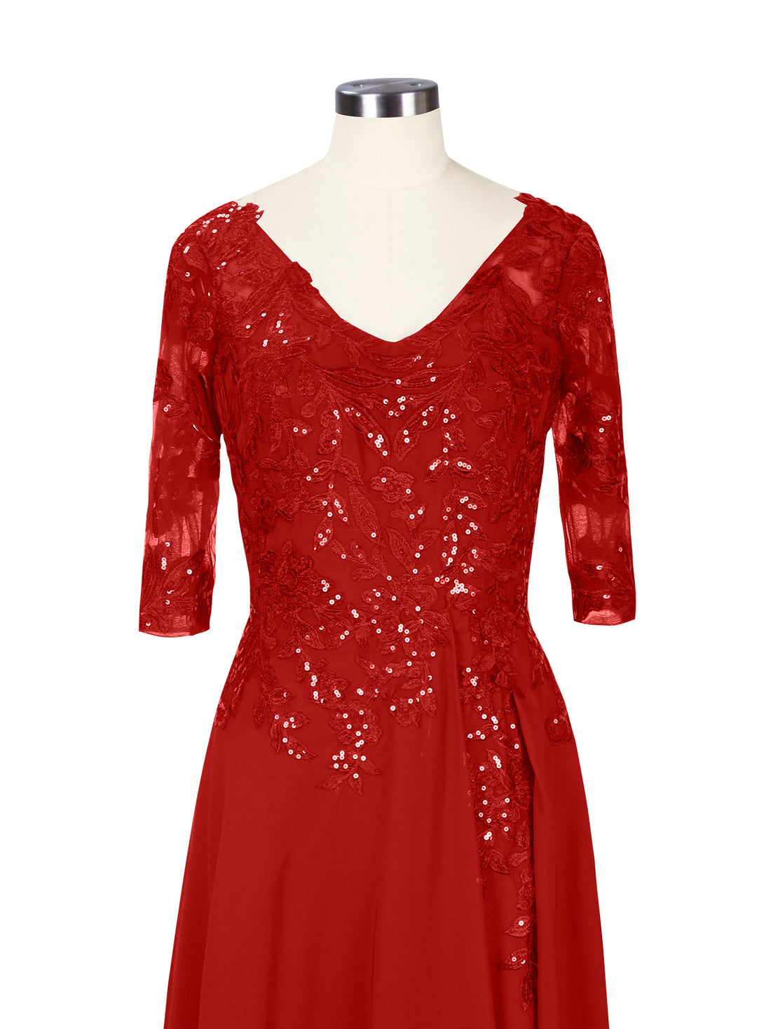 Applique V-Neck Chiffon Dress 