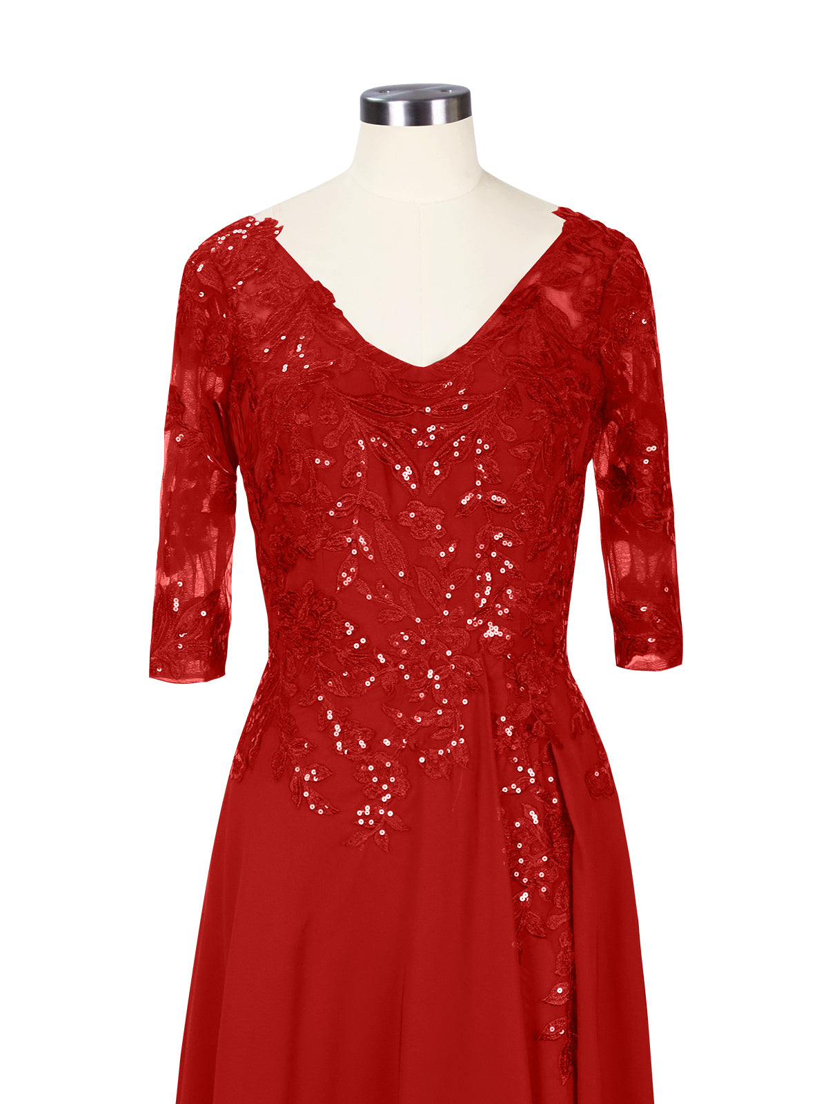 Applique V-Neck Chiffon Dress 