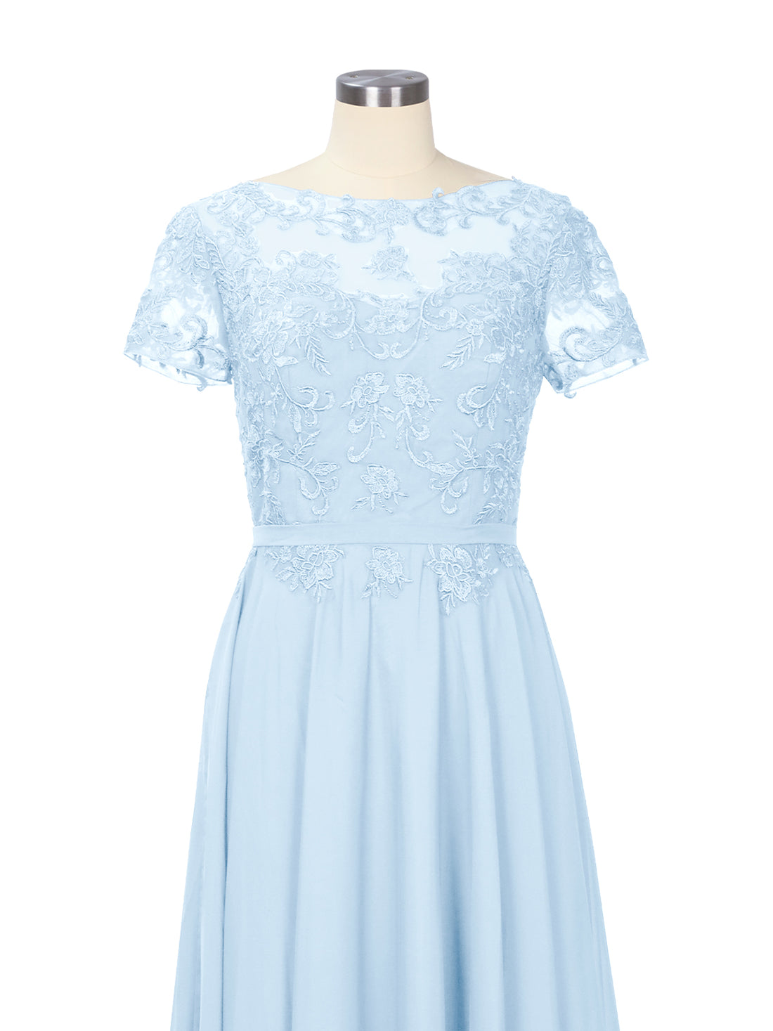 Illusion Applique Chiffon Dress 