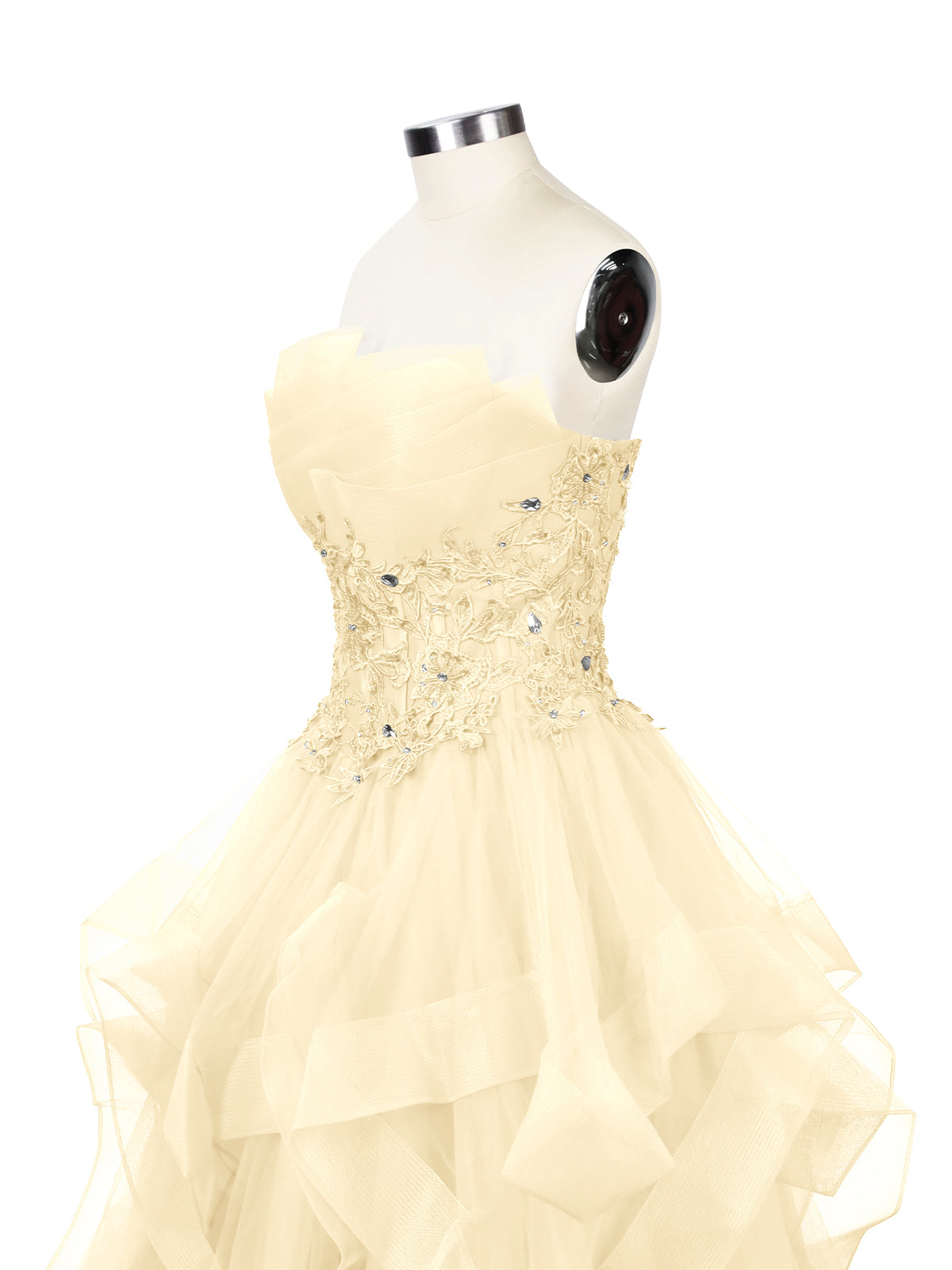 Tiered Strapless Prom Dress 