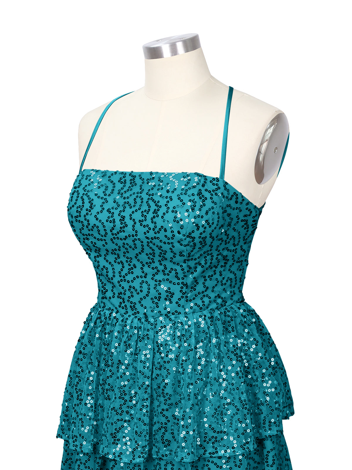 Sequined Halter Flare Mini Dress 