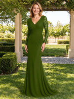 Mermaid Mother of the Bride Dress with Long Lace Sleeves 