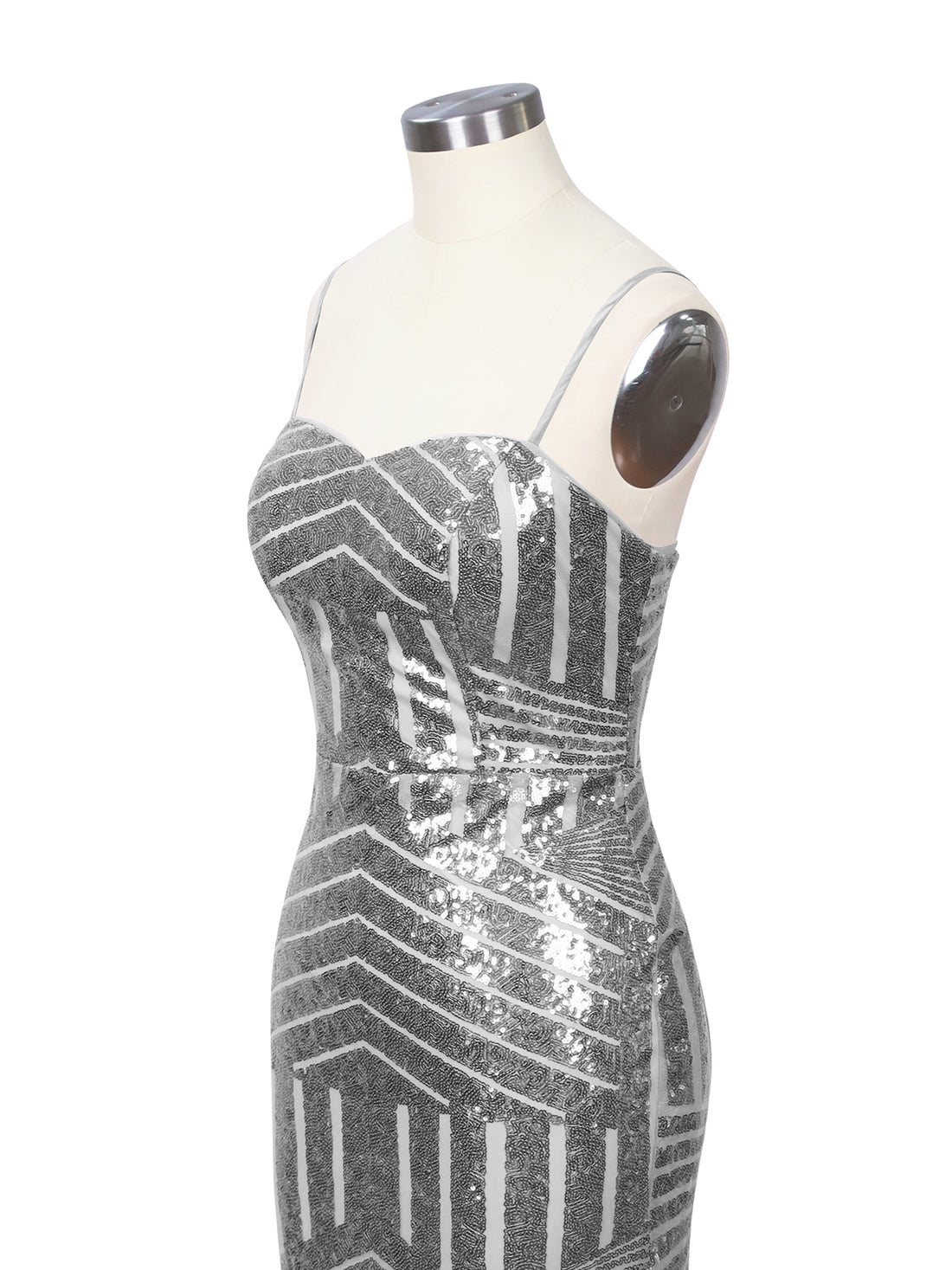 Geometric Sequin Prom Dress 