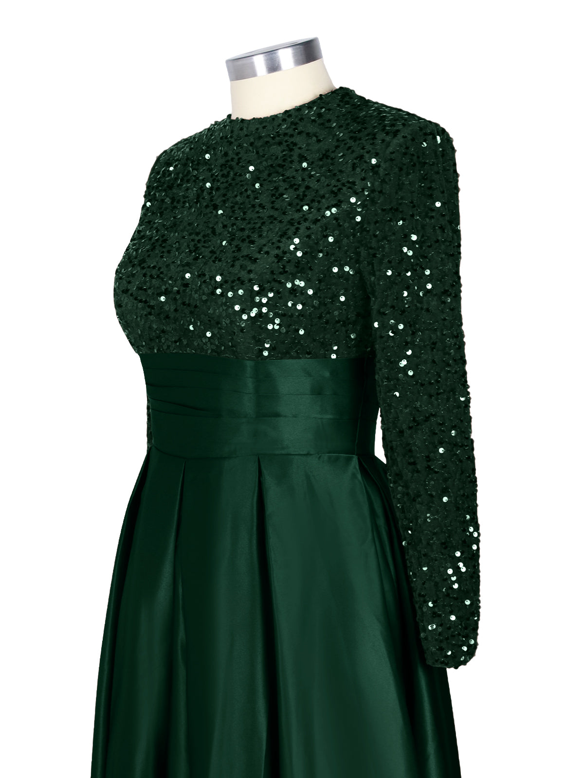 Sequined Boat Long Sleeves Dress 