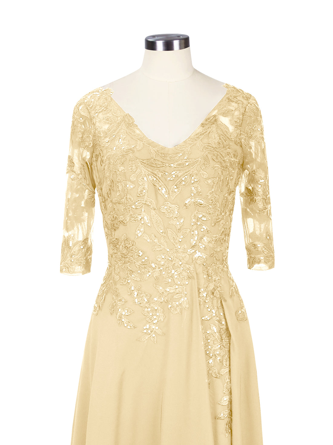 Applique V-Neck Chiffon Dress 