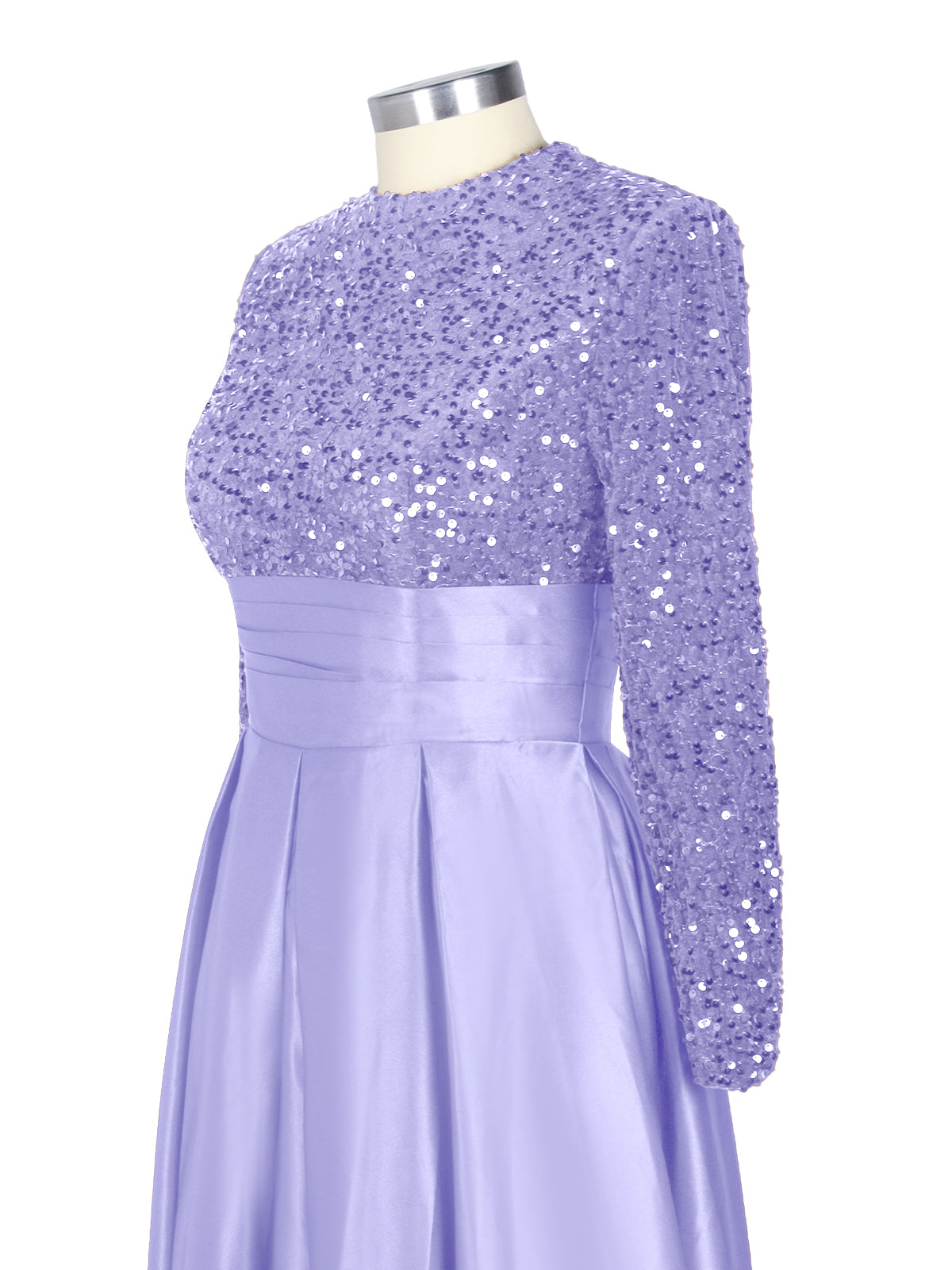 Sequined Boat Long Sleeves Dress 