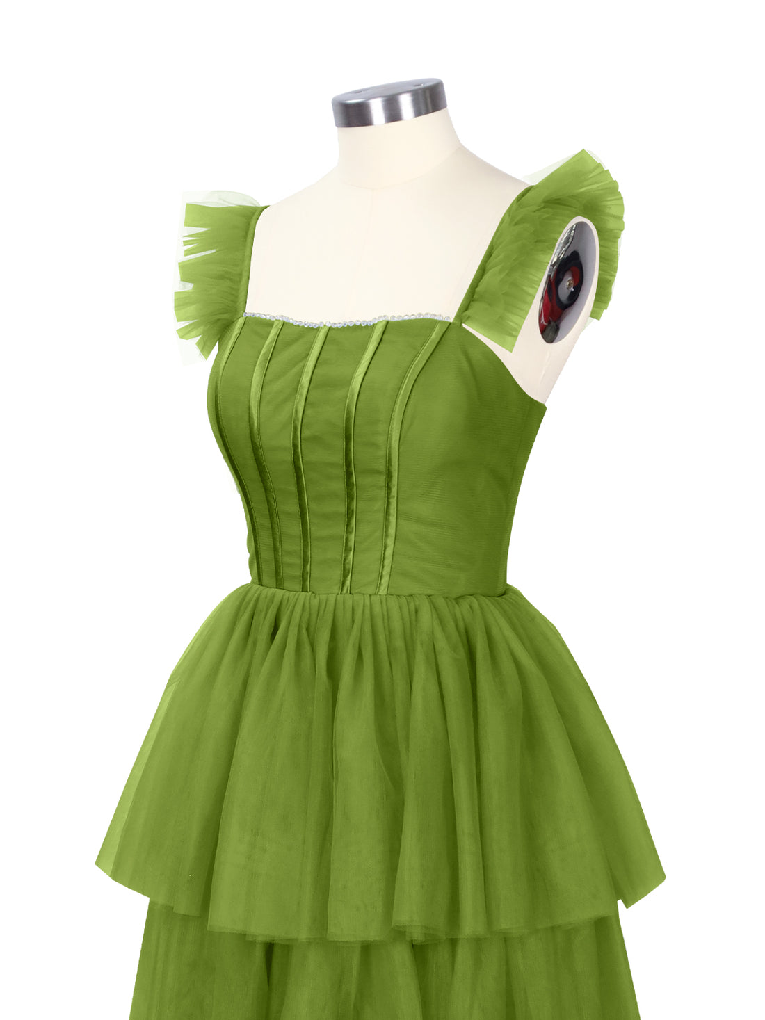 Ruffled Strap Tiered Tulle Bridesmaid Dress 