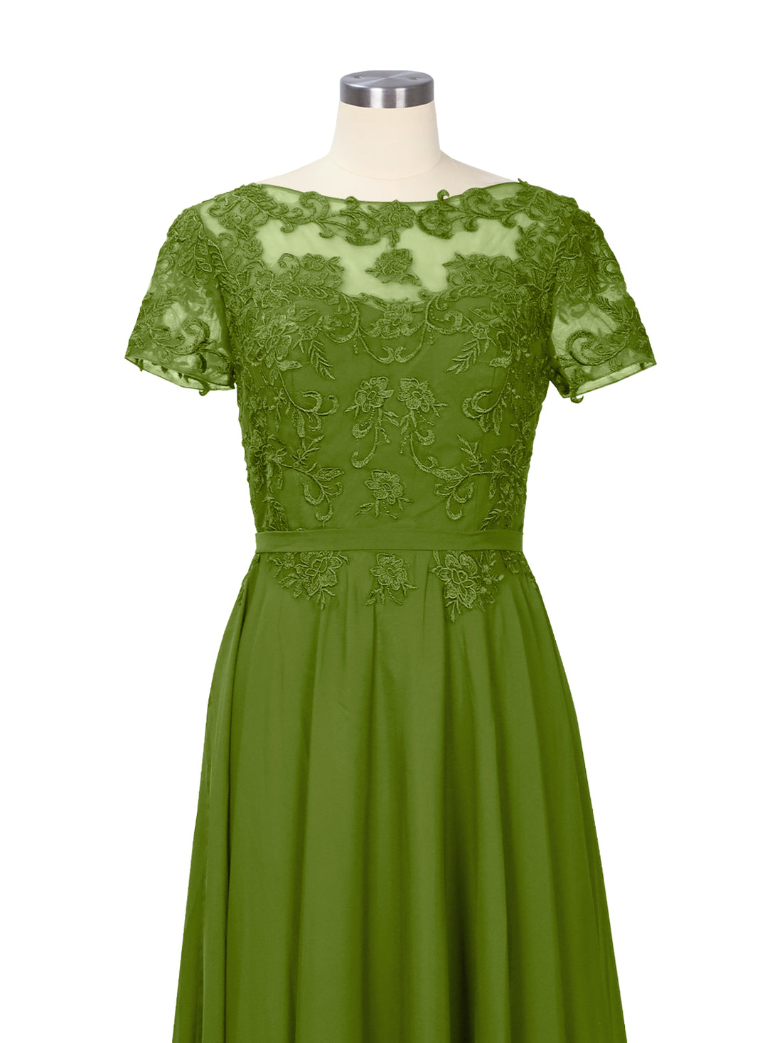 Illusion Applique Chiffon Dress 