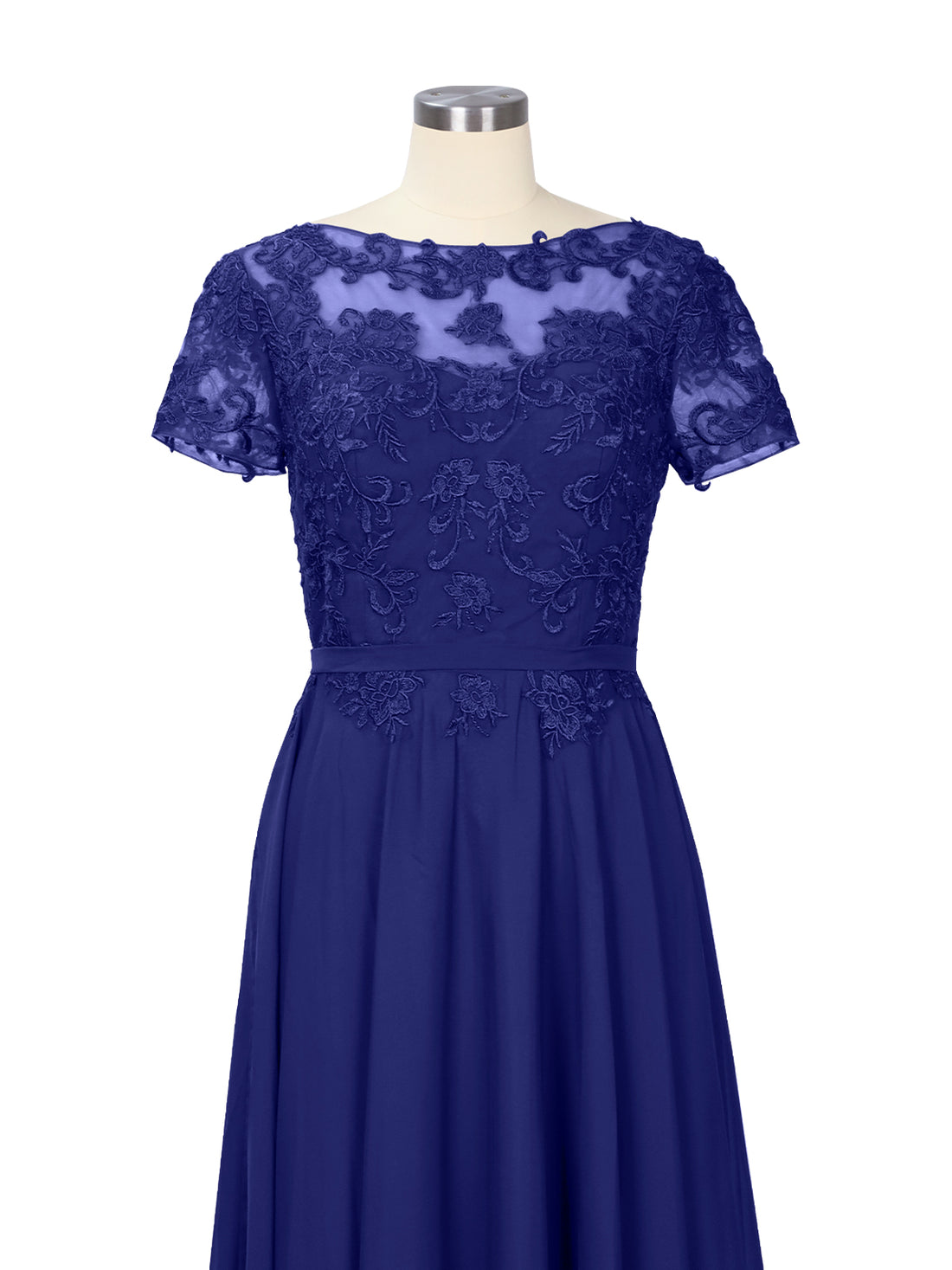Illusion Applique Chiffon Dress 