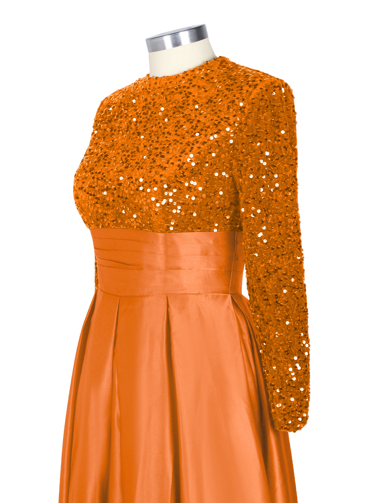 Sequined Boat Long Sleeves Dress 