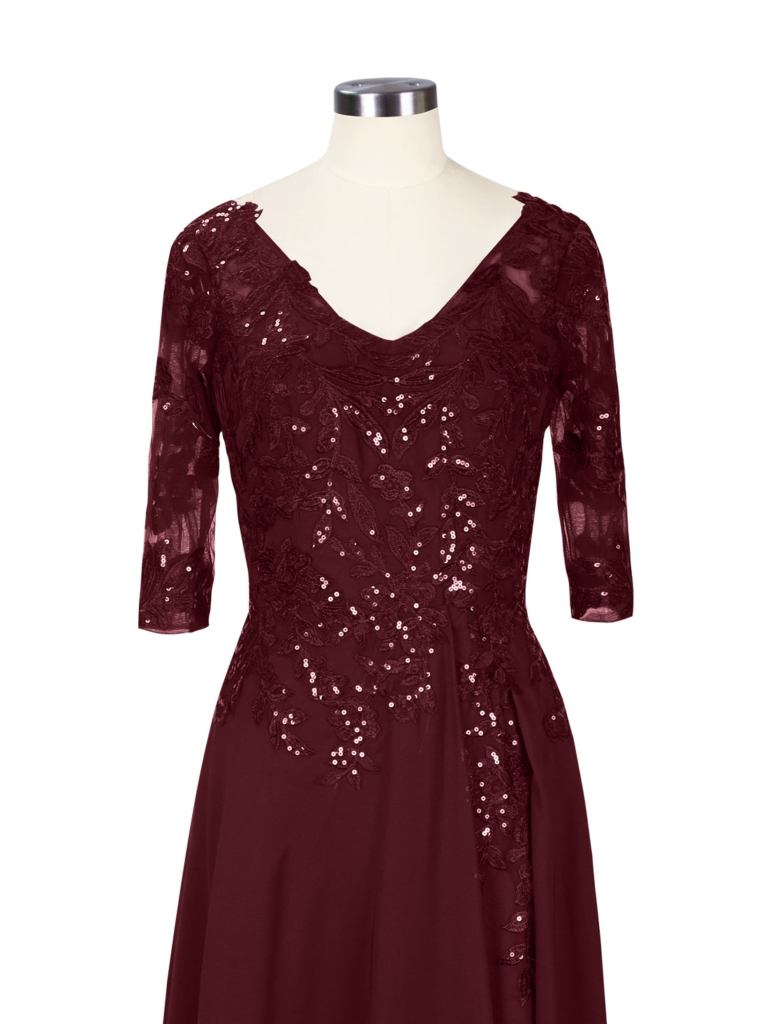 Applique V-Neck Chiffon Dress 