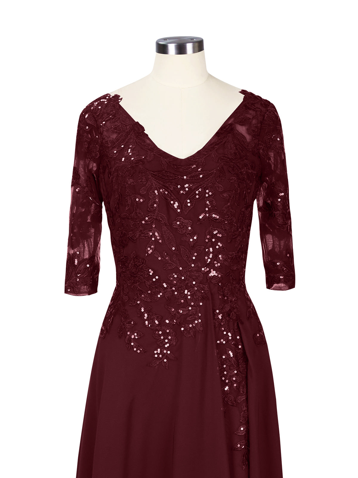 Applique V-Neck Chiffon Dress 