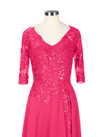 Applique V-Neck Chiffon Dress 