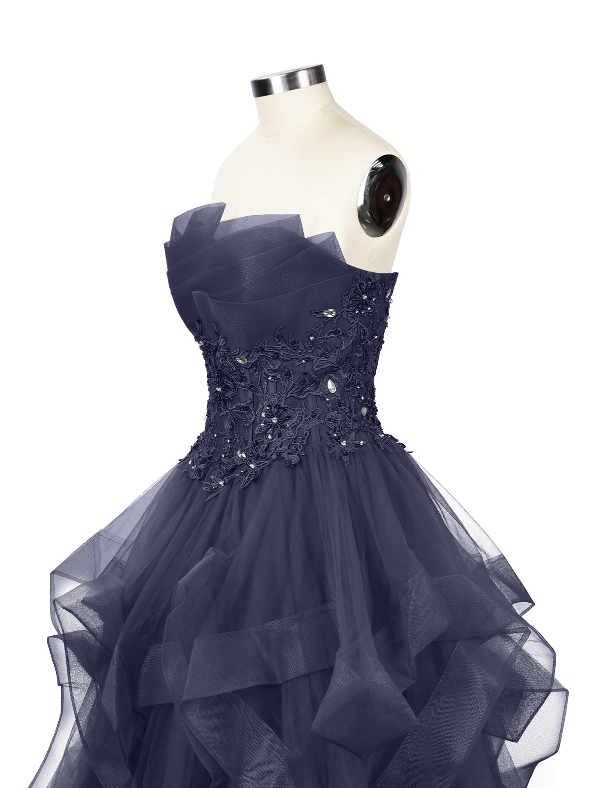 Tiered Strapless Prom Dress 