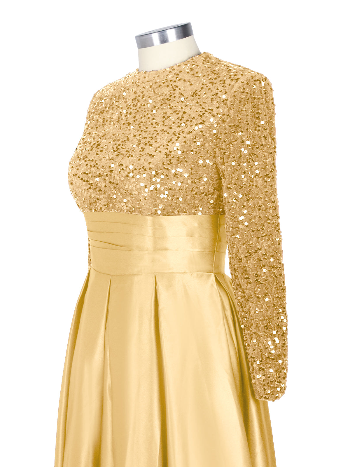 Sequined Boat Long Sleeves Dress 
