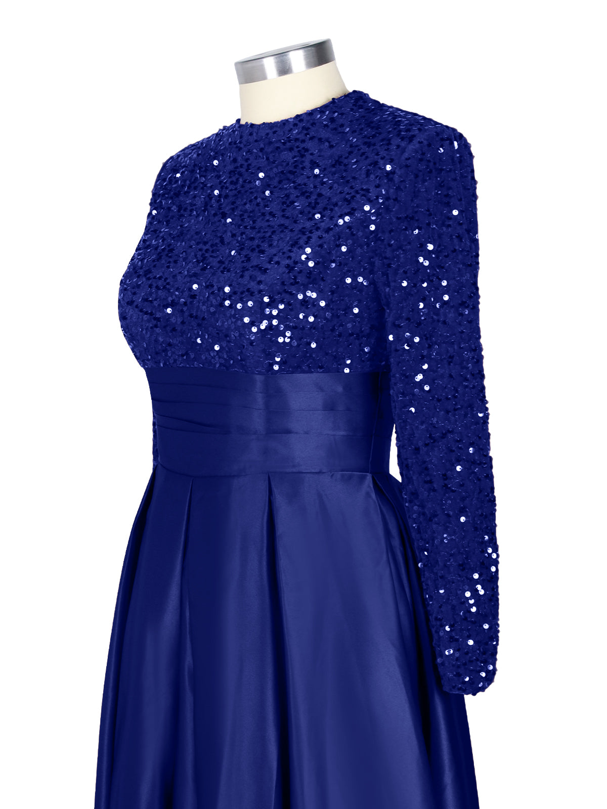 Sequined Boat Long Sleeves Dress 