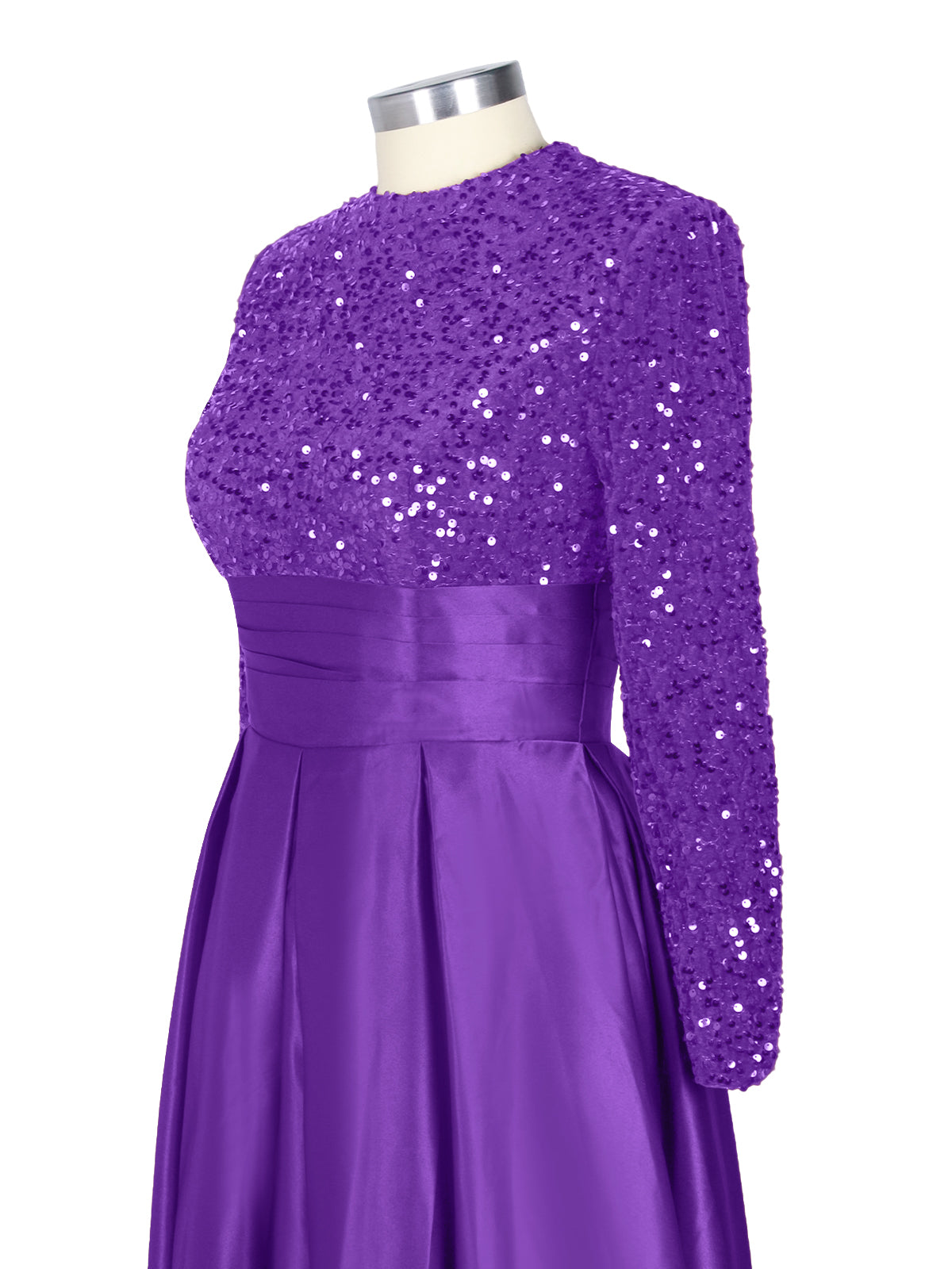 Sequined Boat Long Sleeves Dress 