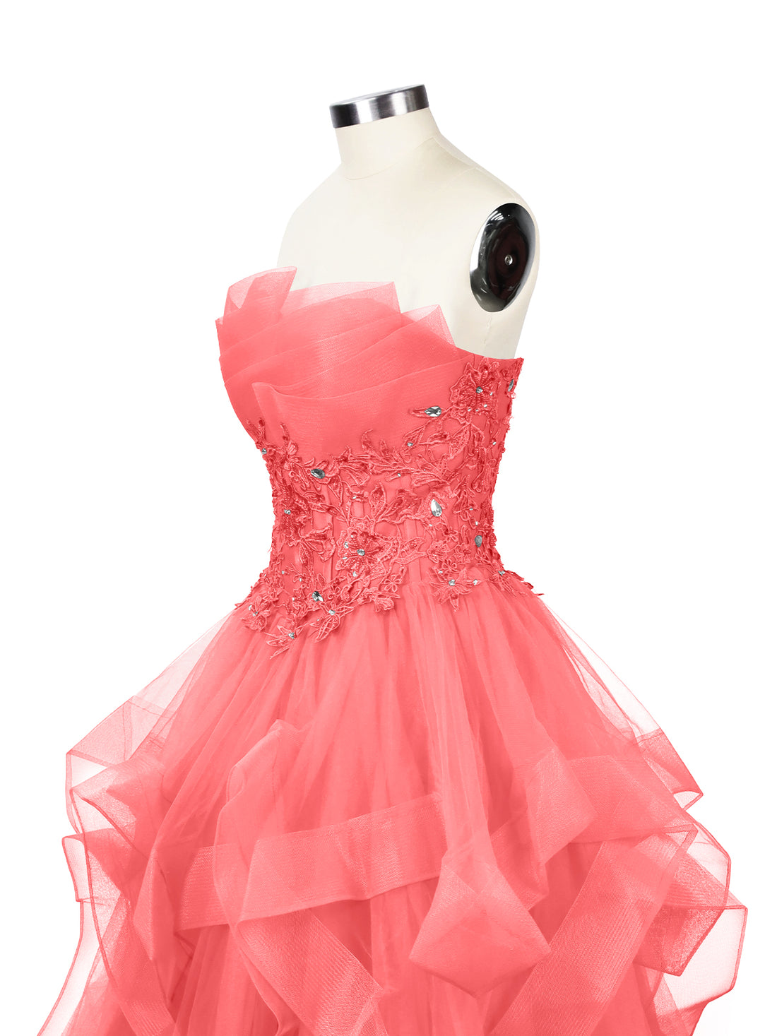 Tiered Strapless Prom Dress 