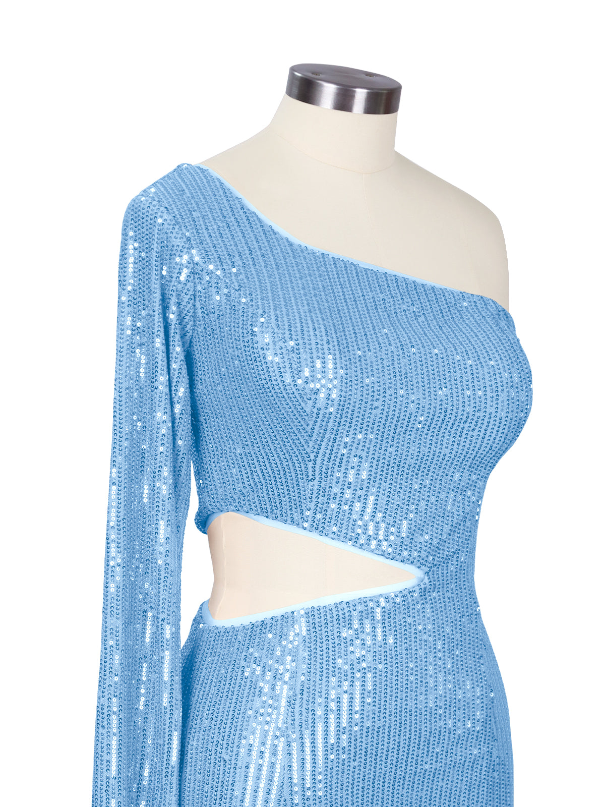Waist Cutout One Shoulder Mini Dress 