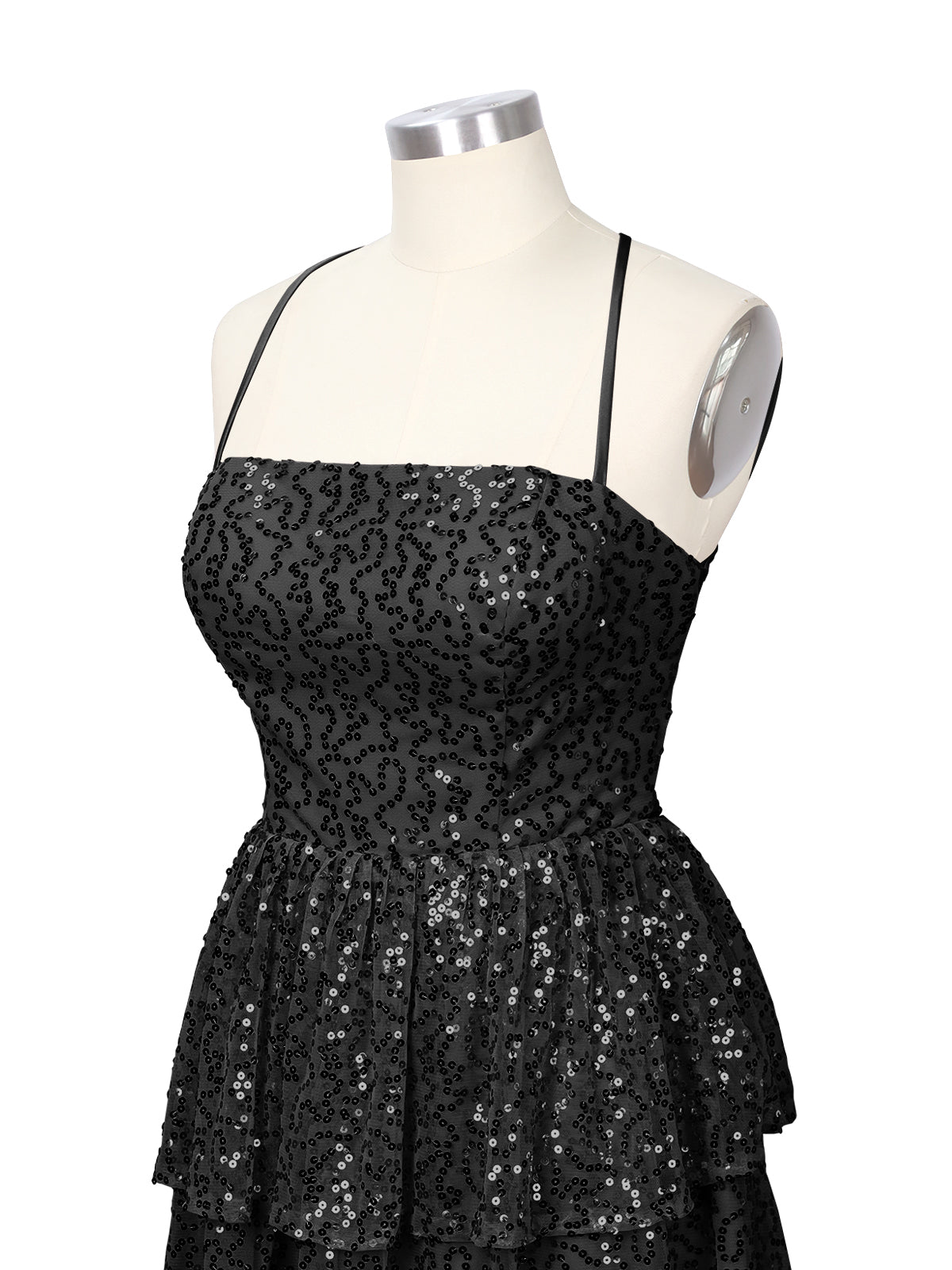 Sequined Halter Flare Mini Dress 