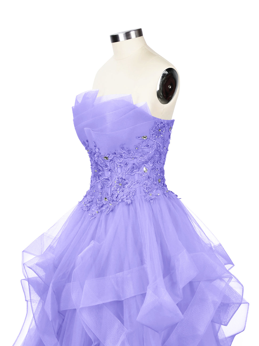Tiered Strapless Prom Dress 
