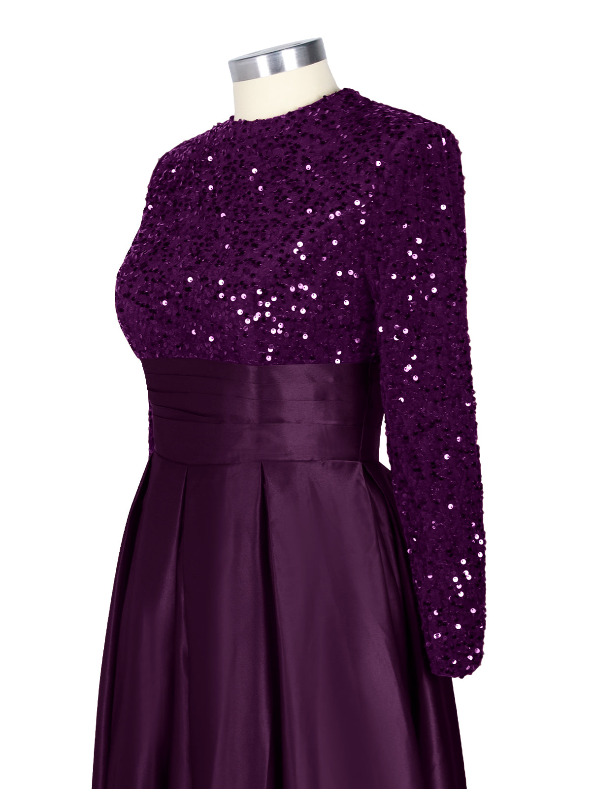 Sequined Boat Long Sleeves Dress 