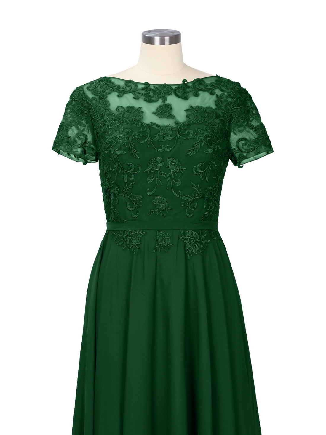 Illusion Applique Chiffon Dress 