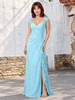 Chiffon Mother of the Bride Dress with Lace Appliques 