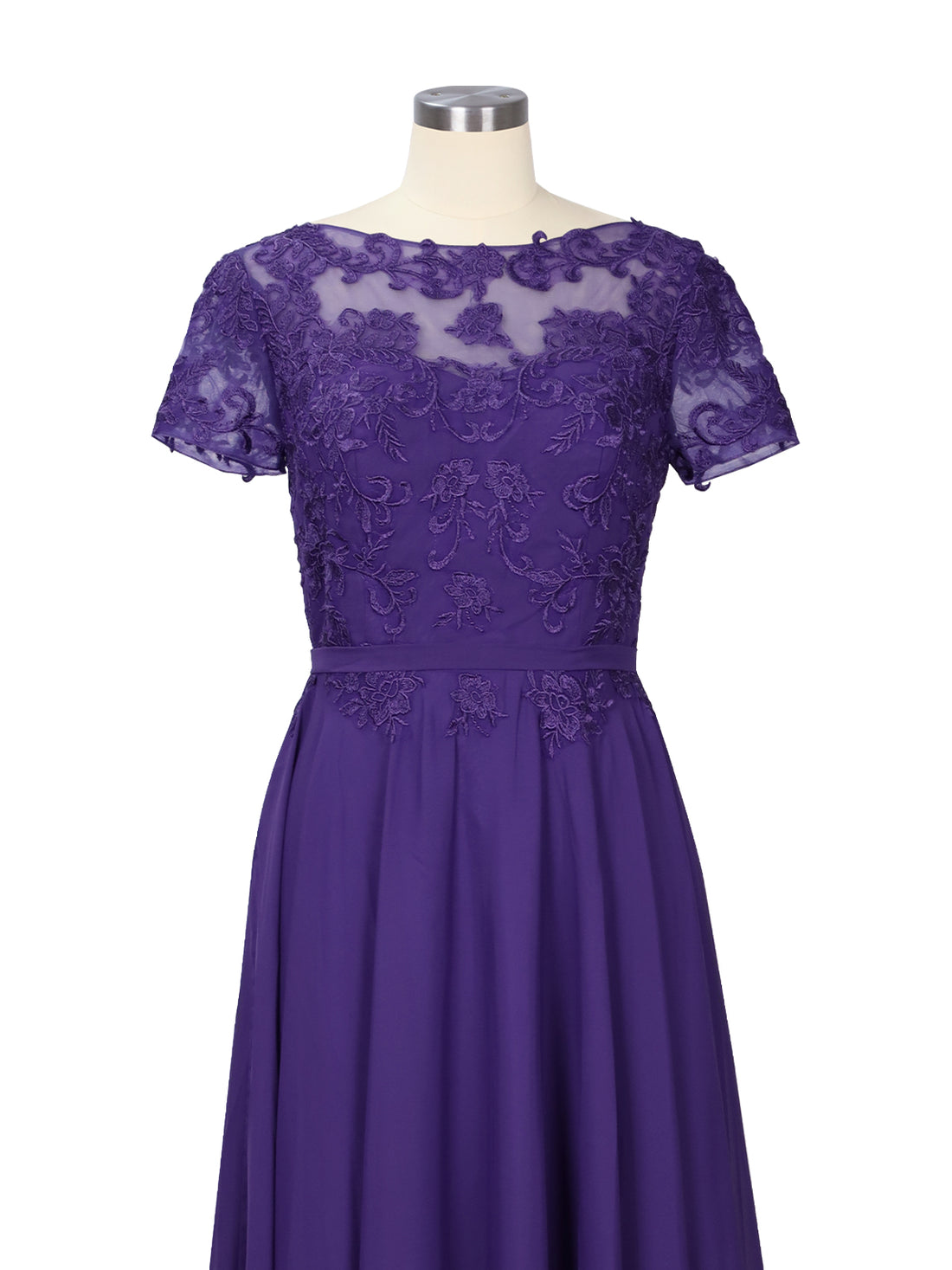 Illusion Applique Chiffon Dress 