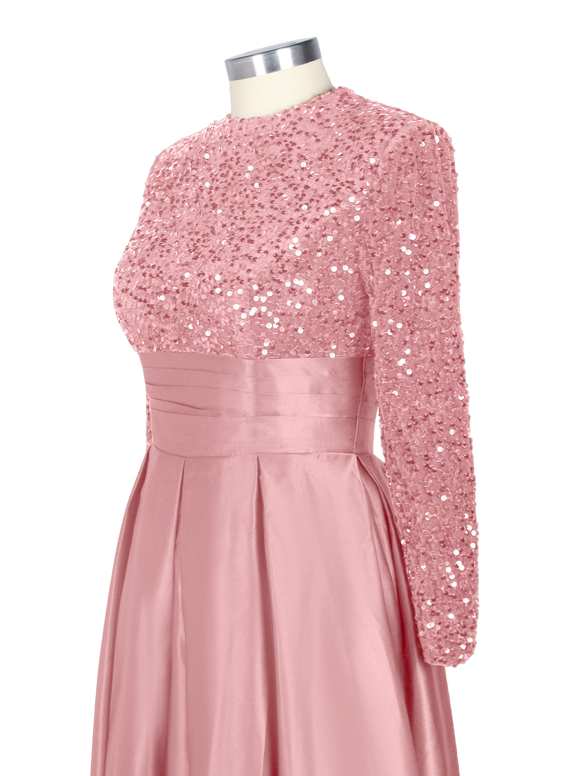 Sequined Boat Long Sleeves Dress 