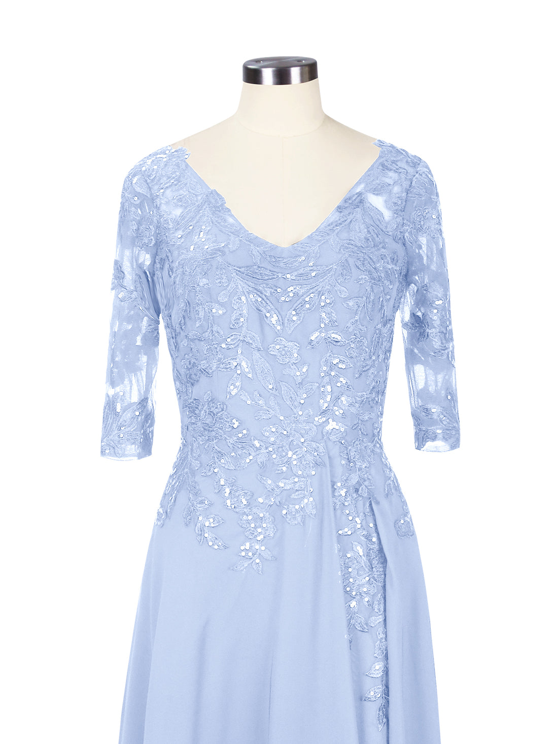 Applique V-Neck Chiffon Dress 