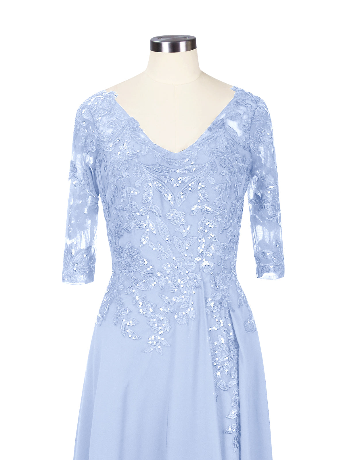 Applique V-Neck Chiffon Dress 