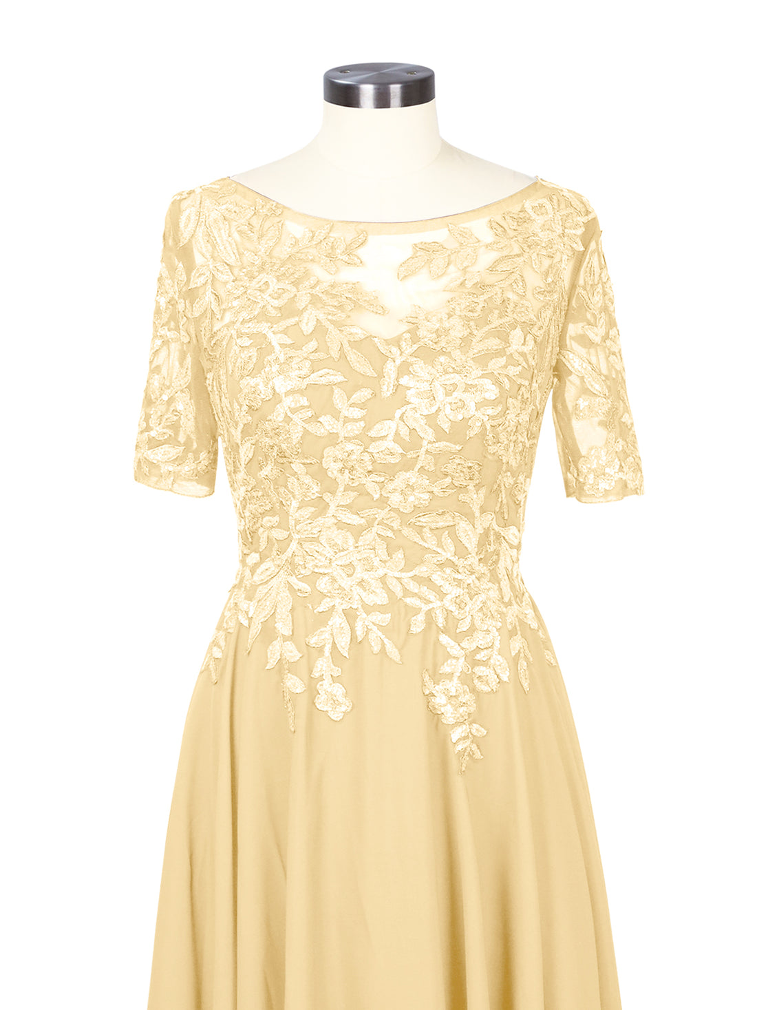 Applique Half Sleeves Chiffon Dress 