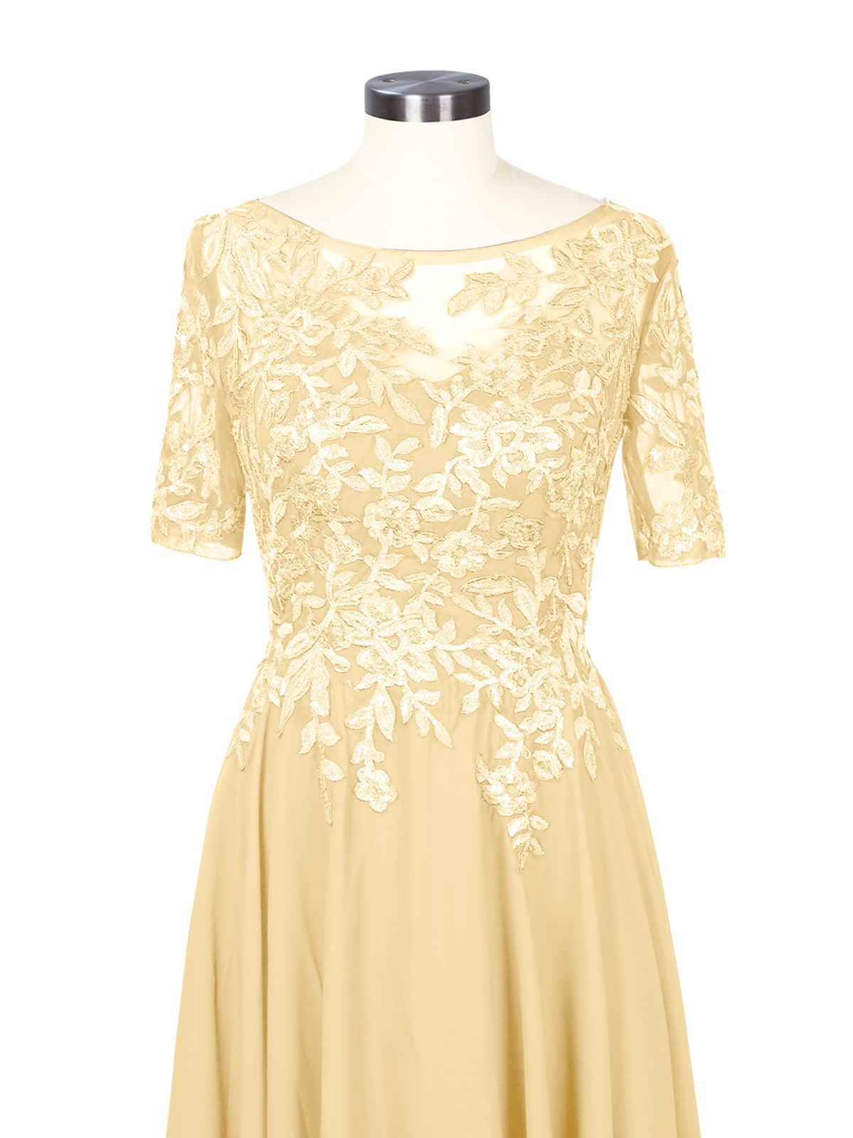 Applique Half Sleeves Chiffon Dress 