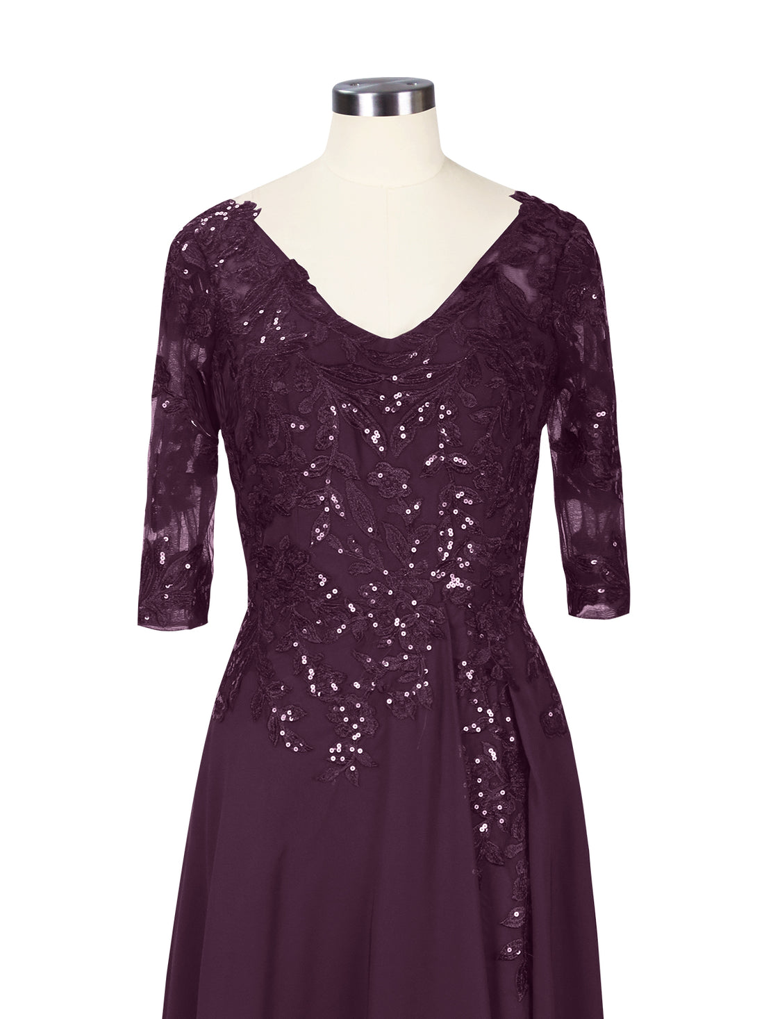 Applique V-Neck Chiffon Dress 