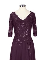 Applique V-Neck Chiffon Dress 