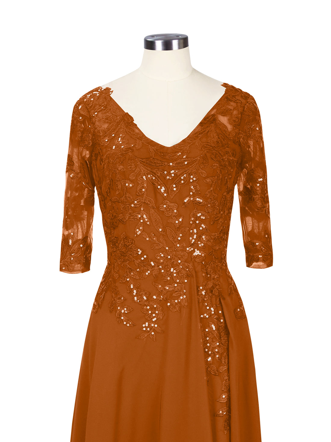 Applique V-Neck Chiffon Dress 