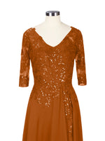 Applique V-Neck Chiffon Dress 