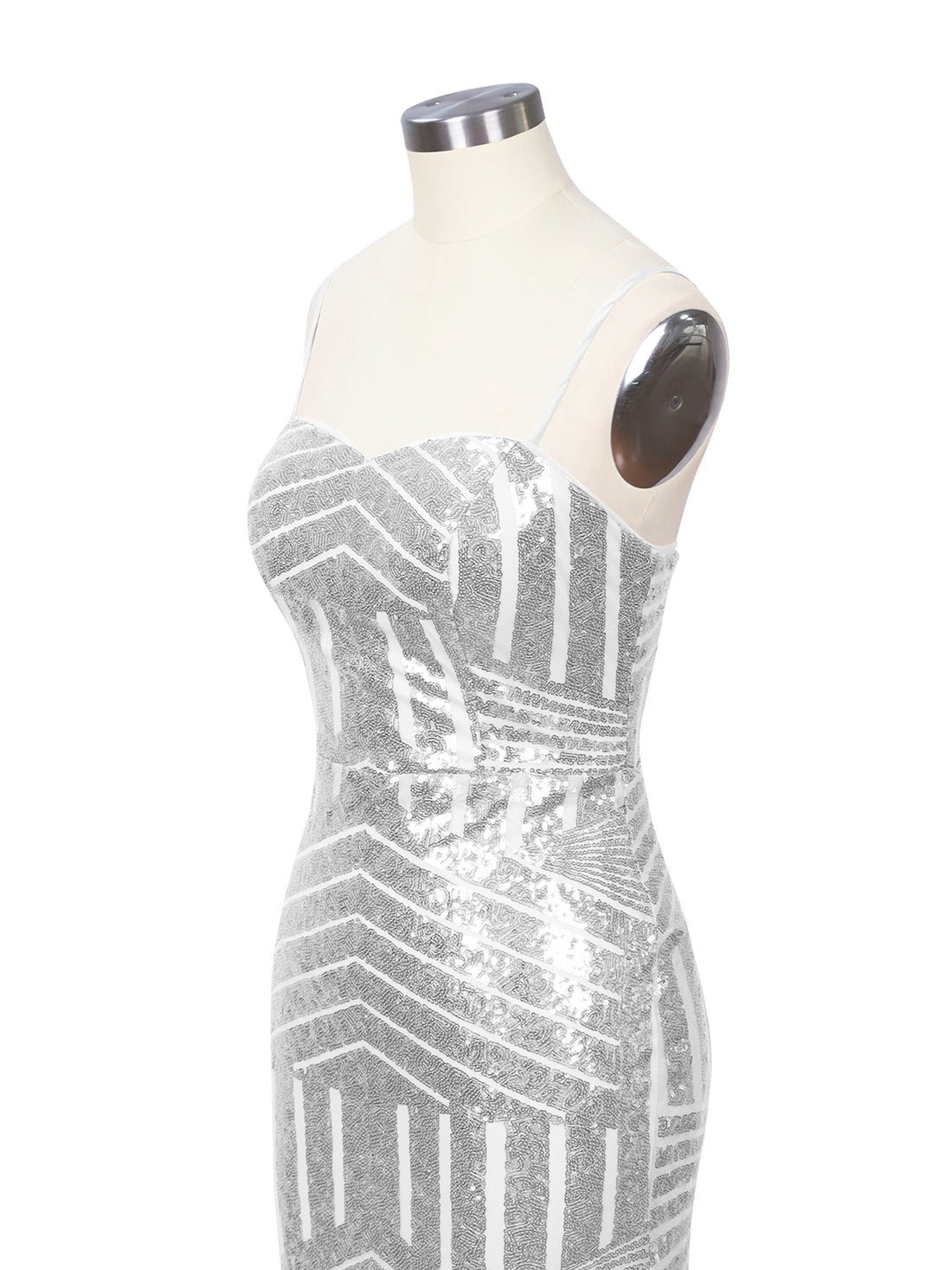 Geometric Sequin Prom Dress 