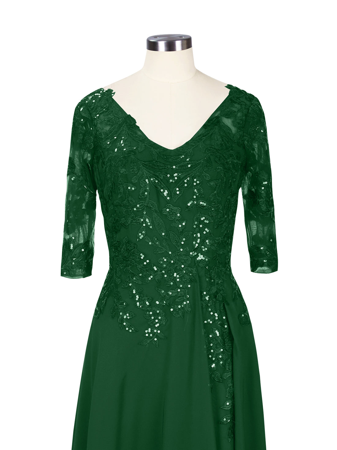 Applique V-Neck Chiffon Dress 